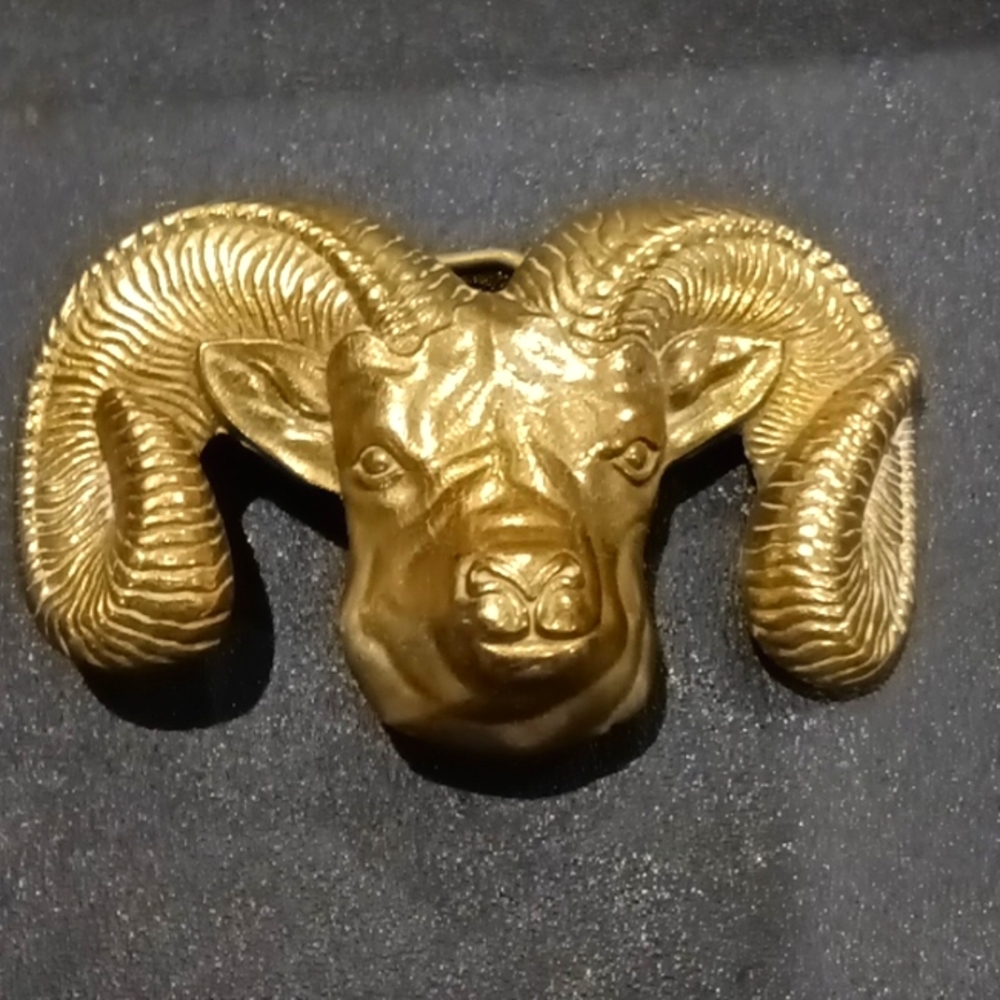Vintage 1978 Rocky Mountain Bighorn Sheep Ram Brass Belt Buckle